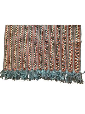 Handmade Mile a Minute Crochet Throw Blanket Fringe 44"x72" Soft Pastels